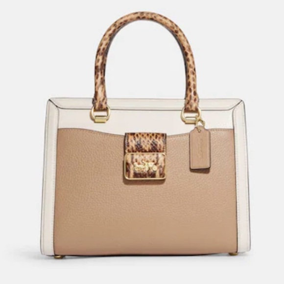 NEW WITH TAGS Grace Carryall In Colorblock Gold/Taupe Multi Below $528 Retail - Picture 5 of 7